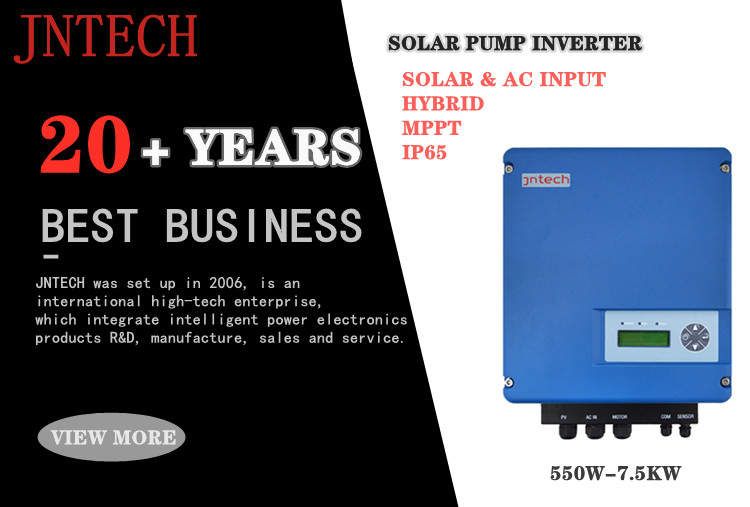 Onduleur de pompe à eau solaire JNTECH triphasé (0,55-7,5 kW) hybride pour système de pompage